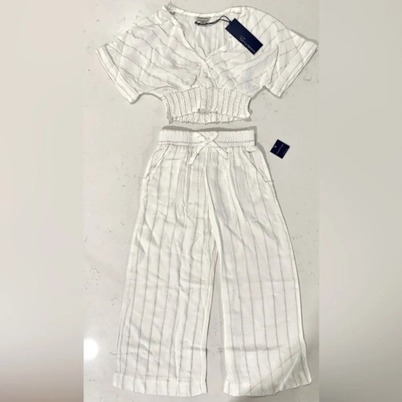 NWT Habitual Kids Faye Metallic Stripe Top & Wide-Leg Pants Swim Cover-Up Set 6X - Picture 3 of 11